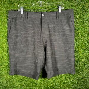Hang Ten Mens Hybrid Walk Shorts Charcoal Grey Slub Texture Size 38 Quick Dry